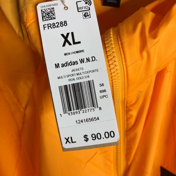 adidas | Jackets \u0026 Coats | Adidas Wnd Windbreaker Jacket Hood Real Gold Xl  | Poshmark